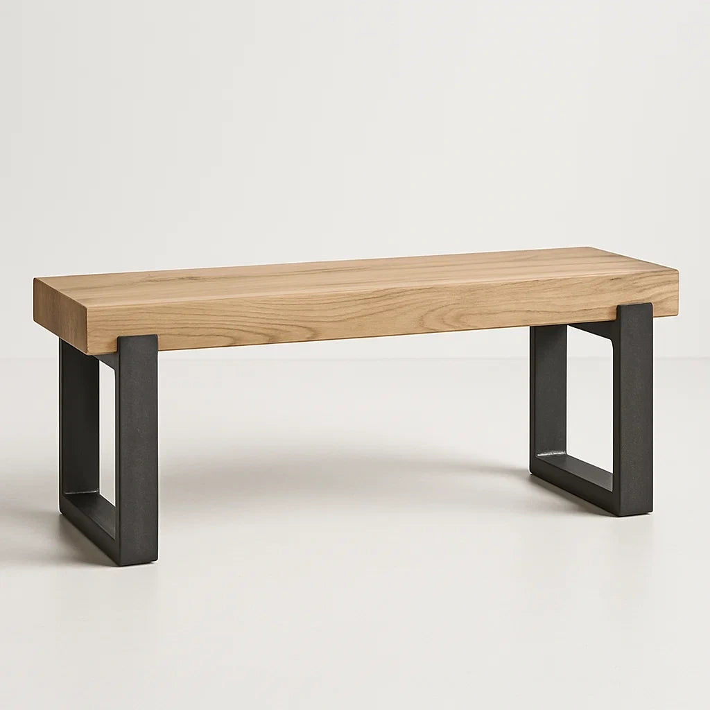 Holzbank Eiche mit Stahlrahmen 120x35x45 cm