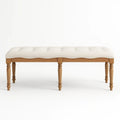 Polsterbank Leinen Beige Massivholz 120x40x45cm