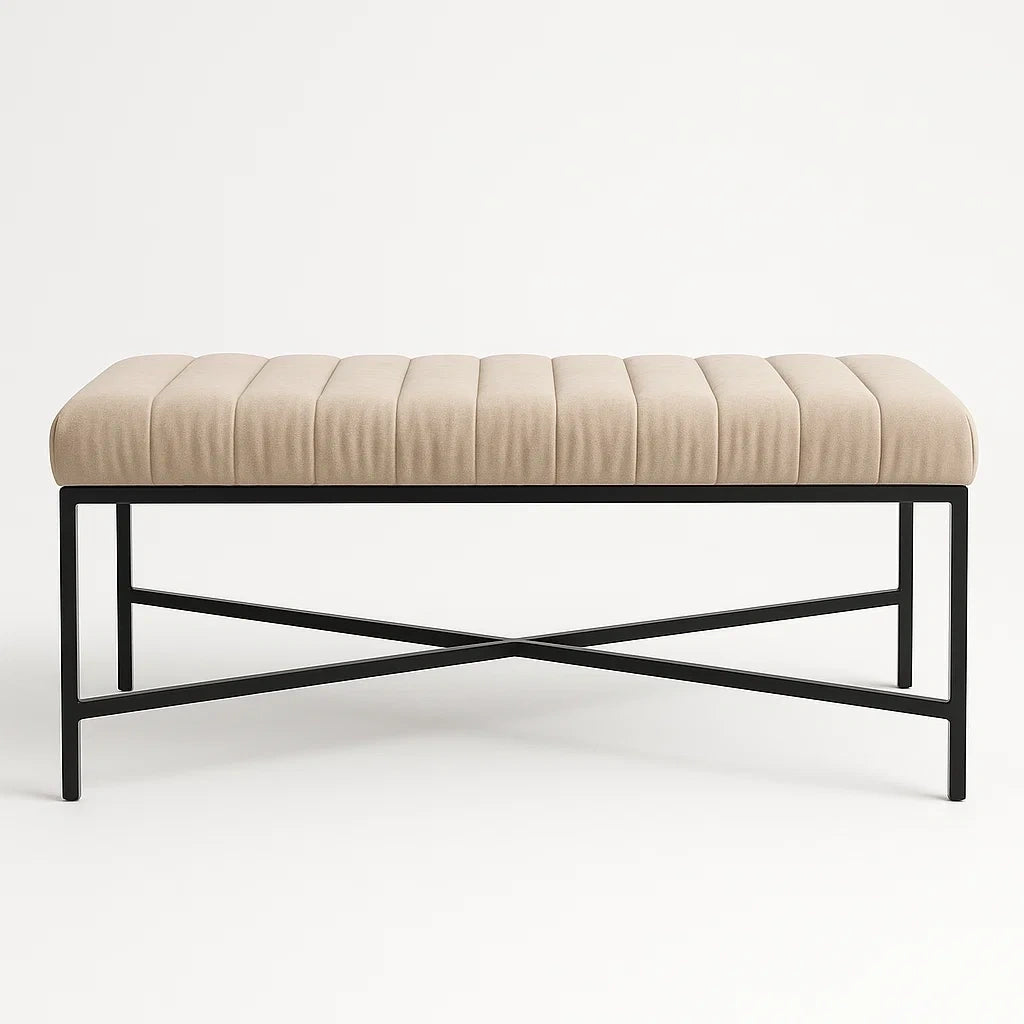 Polsterbank mit Metallrahmen, Beige