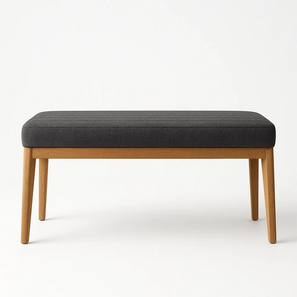 Bank Dunkelgrau Leinen Eiche 100cm