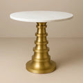 Runder Tisch aus Marmor und Metall in Weiß/Gold