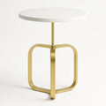 Runder Beistelltisch MDF Weiß Gold 45 cm