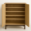 Schuhschrank aus MDF mit Holzfurnier, 2 Türen, 5 Böden, 110 cm