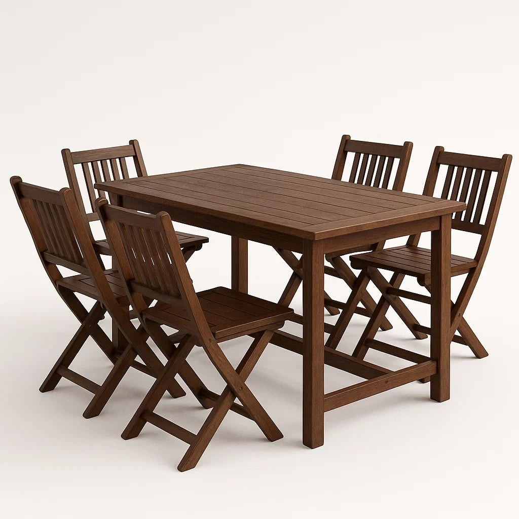 Gartenset aus Akazienholz für 6 Personen mit klappbaren Stühlen, Braun