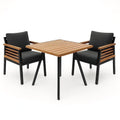 Gartenmöbel-Set Tisch und 2 Stühle Akazienholz/Metall Grau/Schwarz