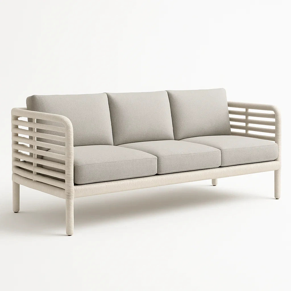 3-Sitzer Sofa Outdoor Aluminium Polyester Beige