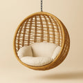 Hängesessel aus Rattan mit Polyesterkissen Beige