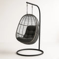 Stahl Hängesessel mit Polyrattan und Polyesterkissen