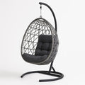 Hängesessel mit Gestell aus Stahl und Polyethylen-Rattan, Dunkelgrau