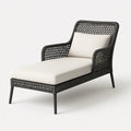 Außenliege aus Aluminium und Rattan mit Kissen in Graphit und Creme