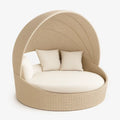 Rundes Outdoor-Tagesbett Rattan Beige Ø160cm